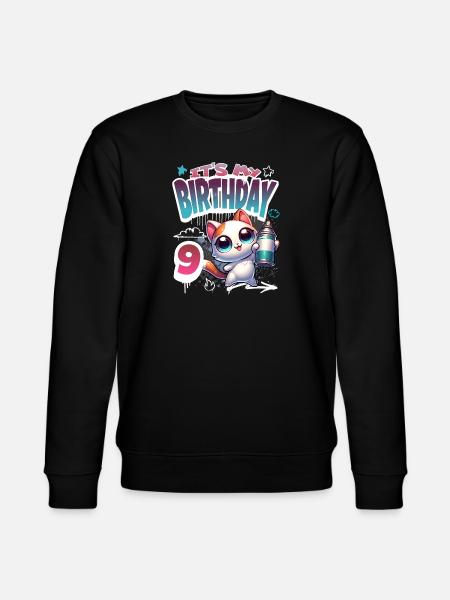 9th Birthday Cat Graffiti - Stanley/Stella CHANGER Unisex Organic Sweatshirt - black