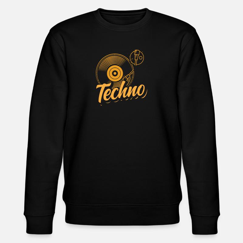 Techno Lover Vinyl Turntable Design - Stanley/Stella CHANGER Unisex Organic Sweatshirt - black