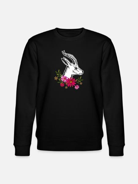 Antelope With Flowers - Stanley/Stella CHANGER Unisex Organic Sweatshirt - black