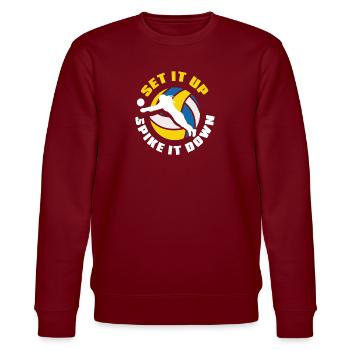 Volleyball Set It Up Spike It Down - Stanley/Stella Unisex Bio-Sweatshirt CHANGER  - Burgunderrot - Vorne - Nik (191cm) & Marisol (170cm)