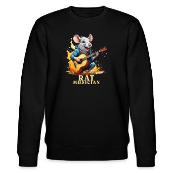 RATTE GITARRE RAT MUSICIAN - Stanley/Stella Unisex Bio-Sweatshirt CHANGER  - Schwarz - Vorne - Nik (191cm) & Marisol (170cm)