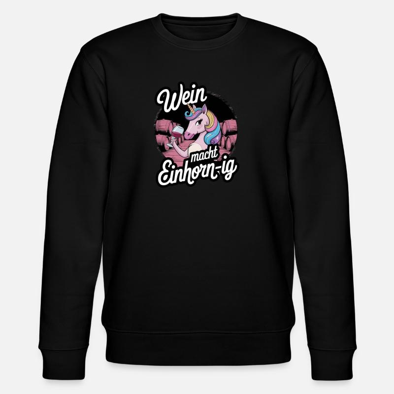 Wein macht Einhorn-ig - Stanley/Stella Unisex Bio-Sweatshirt CHANGER  - Schwarz