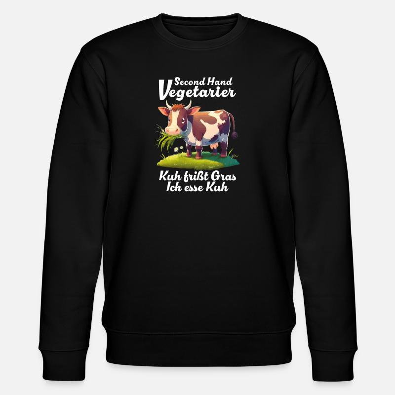 VEGETARIER KUH FRIßT GRAS - Stanley/Stella Unisex Bio-Sweatshirt CHANGER  - Schwarz