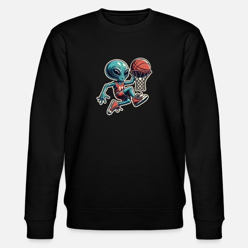 Basketball Dunking Alien - Stanley/Stella CHANGER Unisex Organic Sweatshirt - black