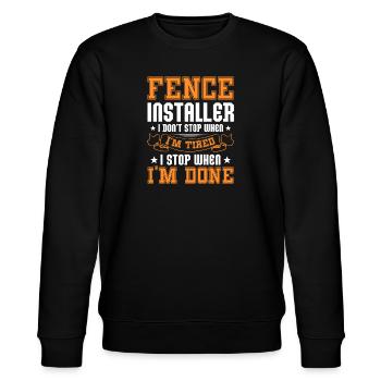 dad is my name building fences is my game Design - Stanley/Stella Unisex Bio-Sweatshirt CHANGER  - Schwarz - Vorne - Nik (191cm) & Marisol (170cm)