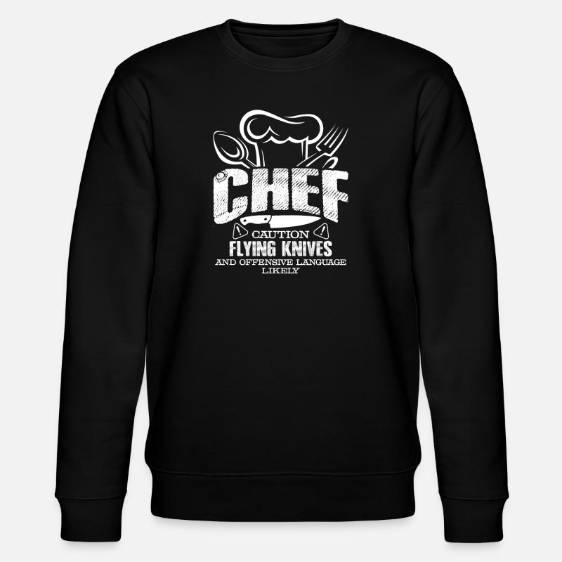 Chef Caution Flying Knives - Stanley/Stella CHANGER Unisex Organic Sweatshirt - black