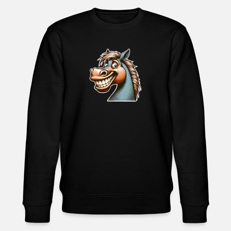 Pferd Grinsen Lustig - Stanley/Stella Unisex Bio-Sweatshirt CHANGER  - Schwarz