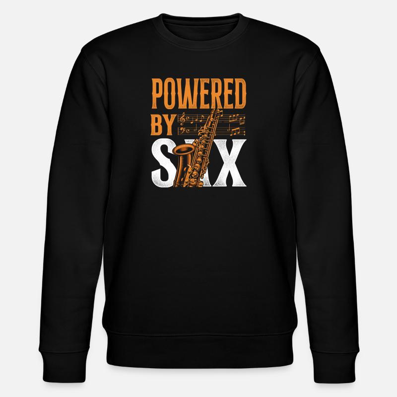 Saxophone Pun Powered By Sax - Stanley/Stella Unisex Bio-Sweatshirt CHANGER  - Schwarz