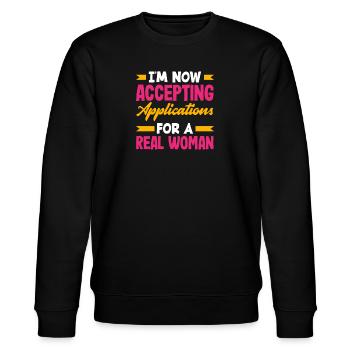 Acceptance of Applications Real Woman Divorce - Stanley/Stella CHANGER Unisex Organic Sweatshirt - black - Front - Nik (191cm) & Marisol (170cm)