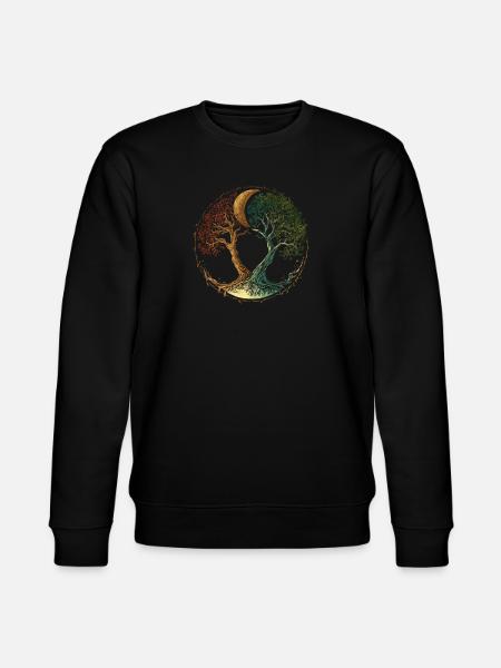 Livets træ med månen og årstiderne skifter - Stanley/Stella økologisk unisex-sweatshirt CHANGER - sort