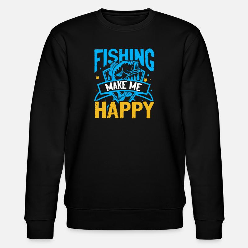 Fishing Makes Me Happy - Stanley/Stella Unisex Bio-Sweatshirt CHANGER  - Schwarz