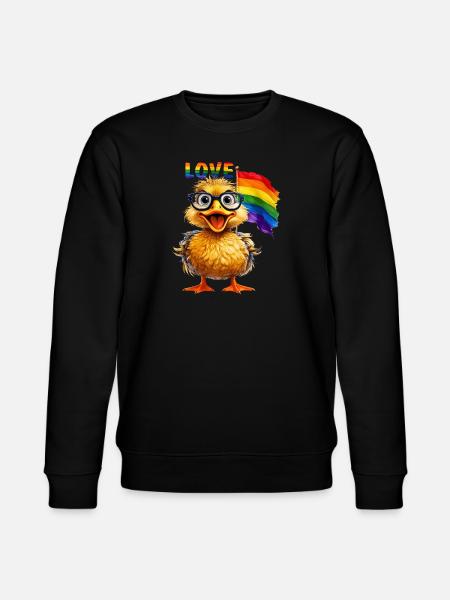 DUCK RAINBOW FLAG LOVE - Stanley/Stella CHANGER Unisex Organic Sweatshirt - black