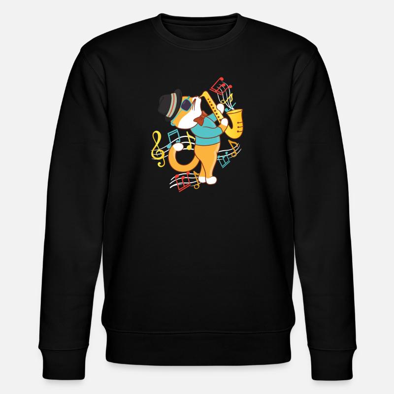 Saxophone Cat Jazz - Stanley/Stella CHANGER Unisex Organic Sweatshirt - black