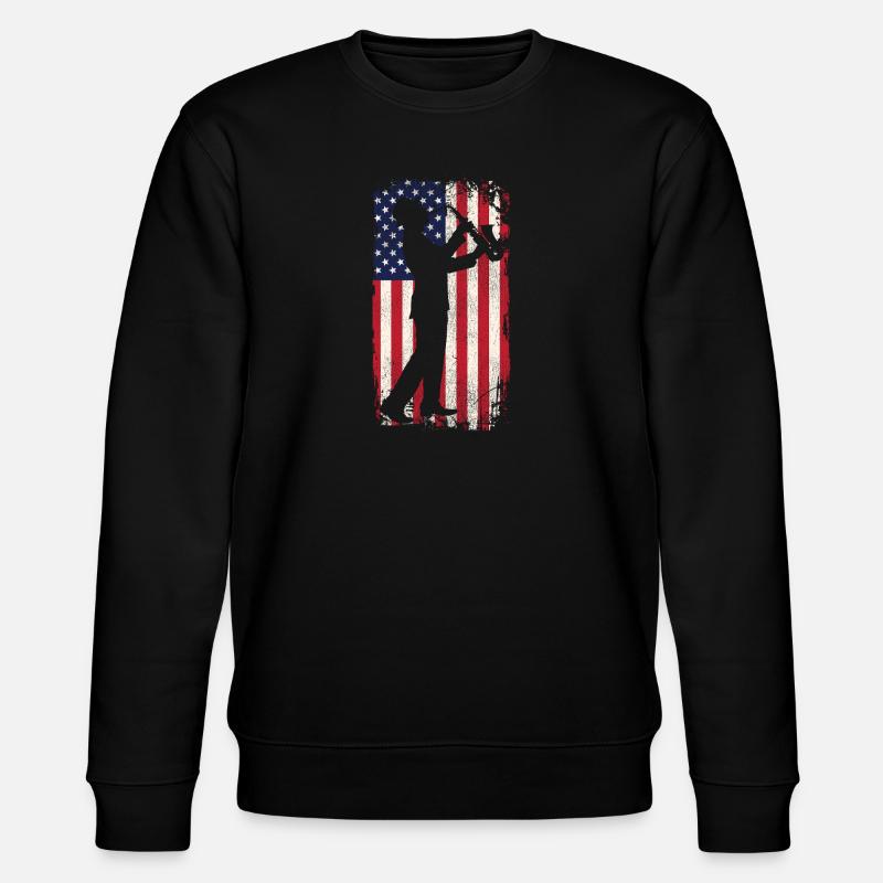 Saxophone American Flag - Stanley/Stella Unisex Bio-Sweatshirt CHANGER - Schwarz