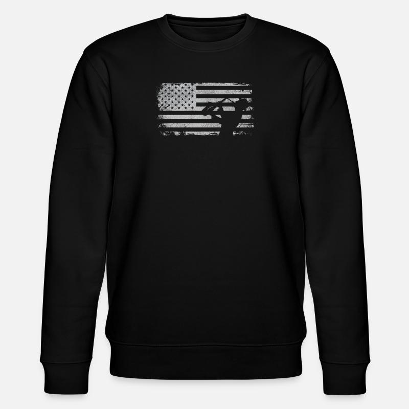 Saxophone American Flag - Stanley/Stella Unisex Bio-Sweatshirt CHANGER  - Schwarz