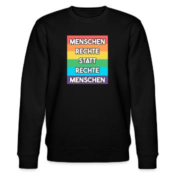 Menschenrechte statt rechte Menschen - Stanley/Stella Unisex Bio-Sweatshirt CHANGER  - Schwarz - Vorne - Nik (191cm) & Marisol (170cm)