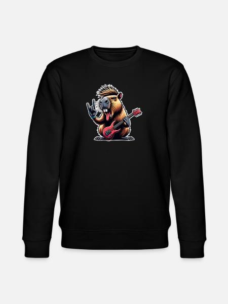 Capybara Rock and Roll Guitarist - Stanley/Stella CHANGER Unisex Organic Sweatshirt - black
