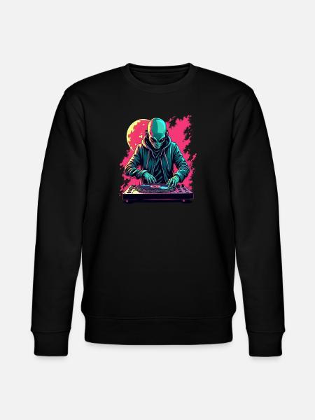 Alien Extraterrestrial DJ Music - Stanley/Stella CHANGER Unisex Organic Sweatshirt - black