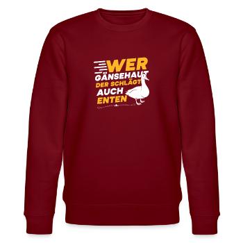 Faschingskostüm WER GÄNSEHAUT DER SCHLÄGT ENTEN - Stanley/Stella Unisex Bio-Sweatshirt CHANGER  - Burgunderrot - Vorne - Nik (191cm) & Marisol (170cm)