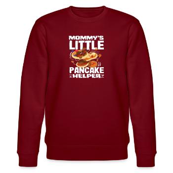 Pancakes Mom's Little Helper - Stanley/Stella CHANGER Unisex Organic Sweatshirt - burgundy - Front - Nik (191cm) & Marisol (170cm)
