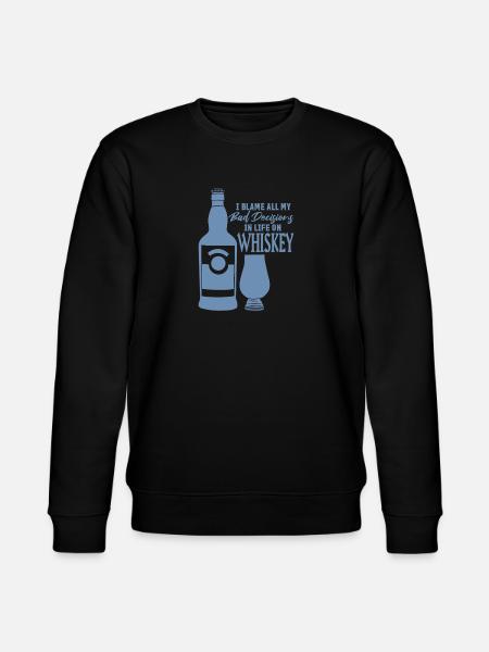 Bad Decisions Whiskey Sayings - Stanley/Stella CHANGER Unisex Organic Sweatshirt - black