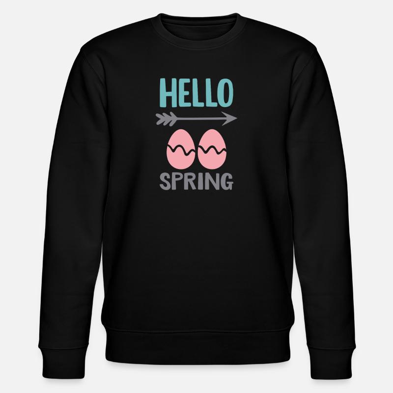 Hello Spring Frühlingsdesign mit Ostereiern - Stanley/Stella Unisex Bio-Sweatshirt CHANGER  - Schwarz