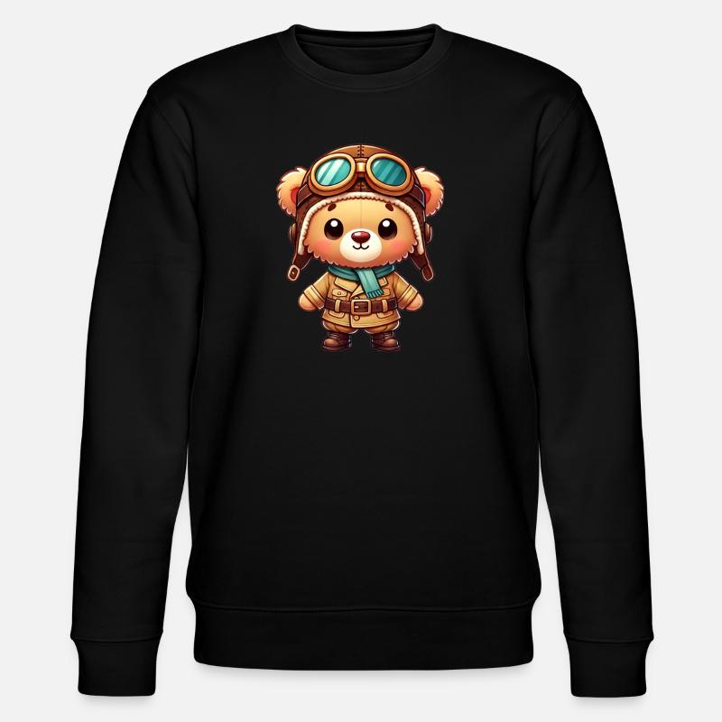Teddy Bear Pilot - Stanley/Stella CHANGER Unisex Organic Sweatshirt - black