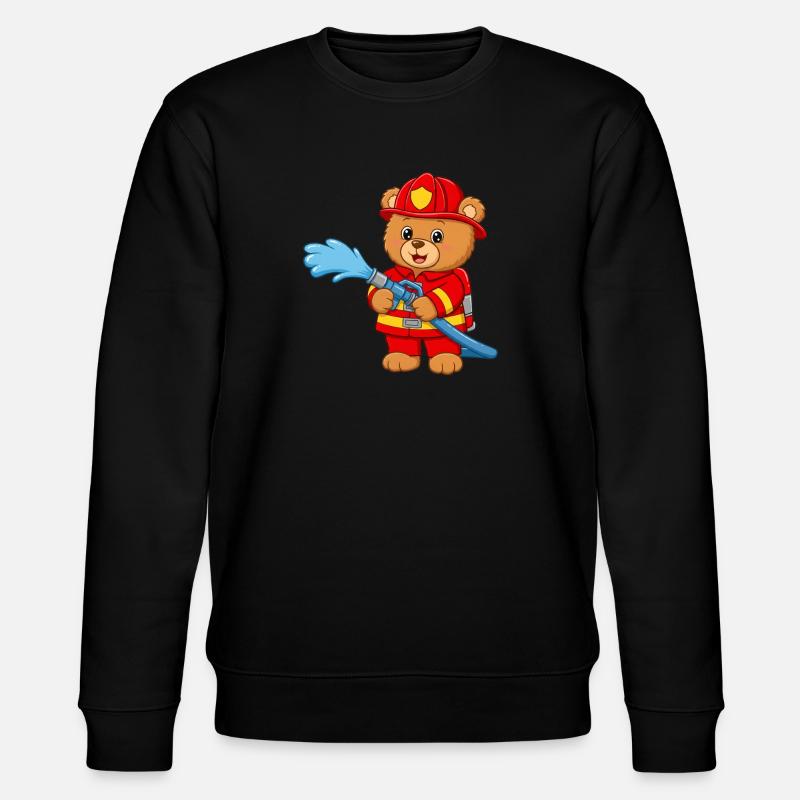 Teddybär Feuerwehrmann mit Schlauch - Stanley/Stella Unisex Bio-Sweatshirt CHANGER  - Schwarz