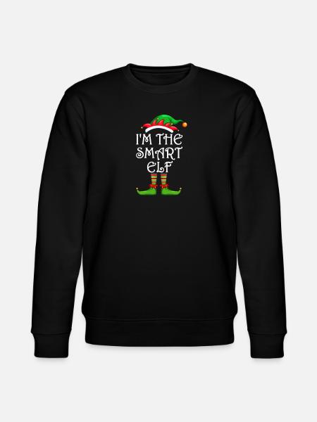 I'm The Smart Elf Shirt Matching Family Christmas - Stanley/Stella CHANGER Unisex Organic Sweatshirt - black