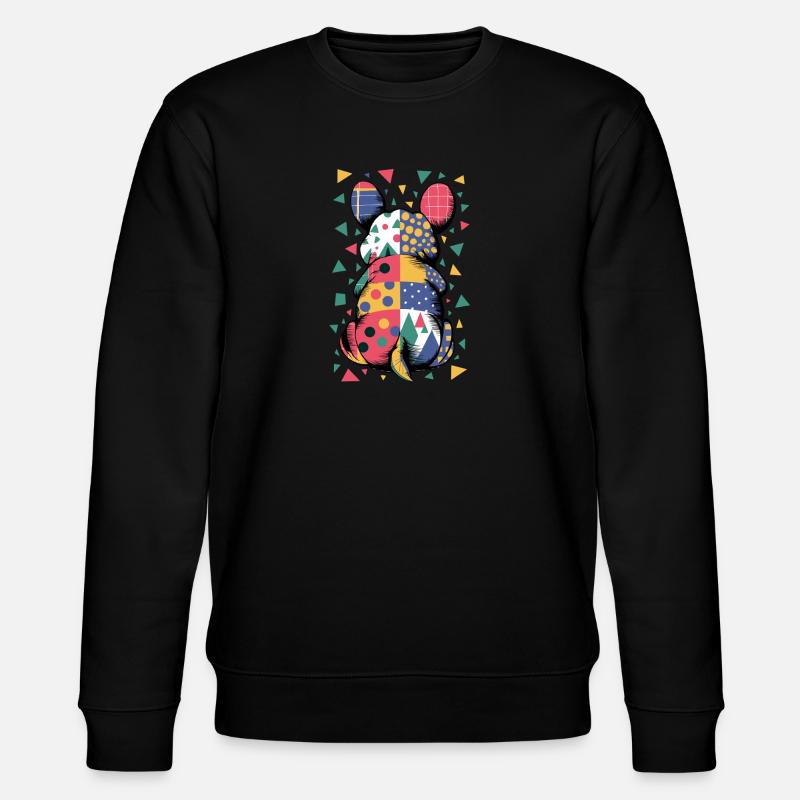 Bunter Geometrischer Tiermuster Patchwork-Look - Stanley/Stella Unisex Bio-Sweatshirt CHANGER  - Schwarz