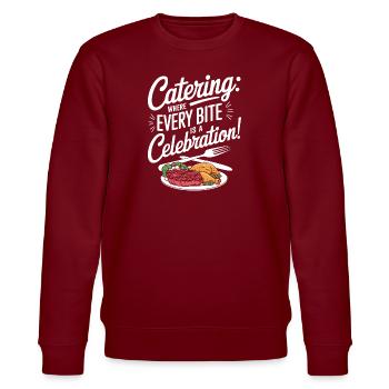 Catering: Where every bite is a celebration! - Stanley/Stella CHANGER Unisex Organic Sweatshirt - burgundy - Front - Nik (191cm) & Marisol (170cm)