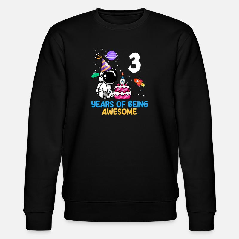 Three Years Astronaut Birthday Adventure - Stanley/Stella CHANGER Unisex Organic Sweatshirt - black