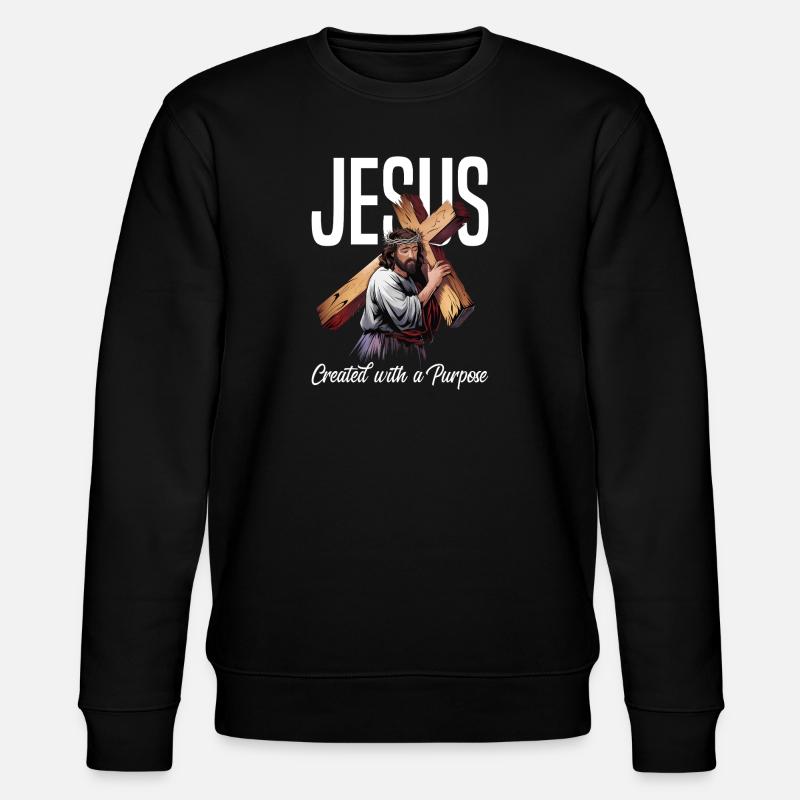Jesus Created With A Purpose - Stanley/Stella Unisex Bio-Sweatshirt CHANGER  - Schwarz