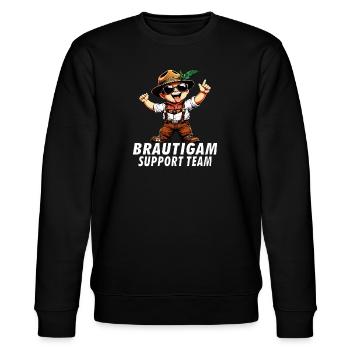 BRÄUTIGAM SUPPORT TEAM - Stanley/Stella Unisex Bio-Sweatshirt CHANGER  - Schwarz - Vorne - Nik (191cm) & Marisol (170cm)