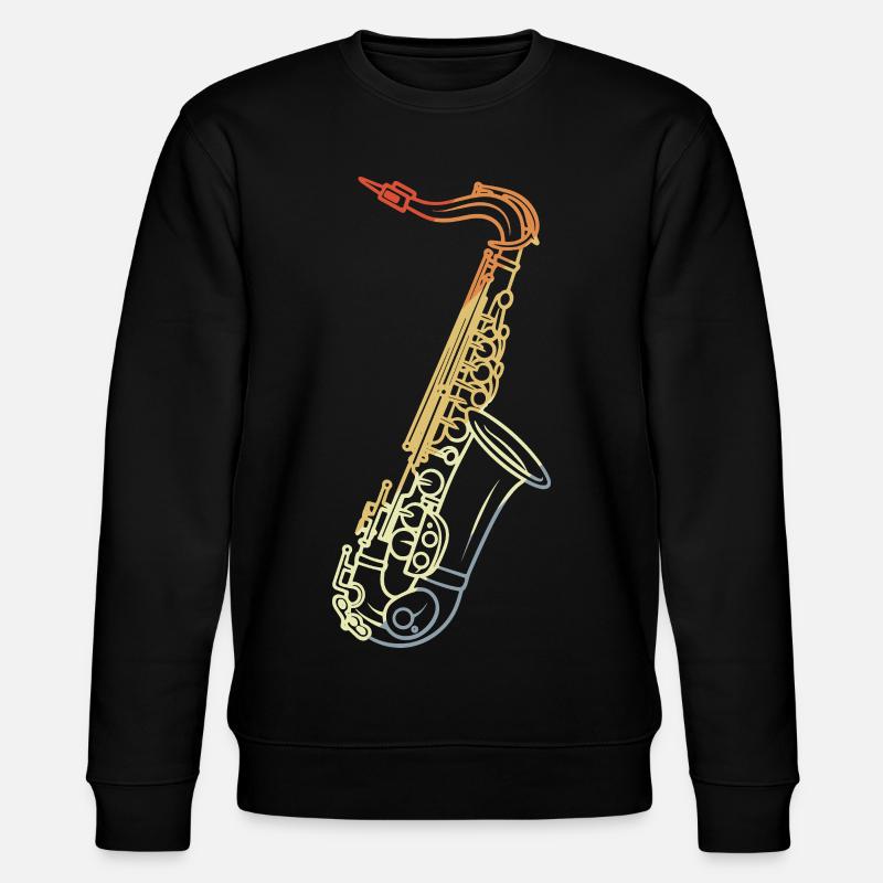Saxophon Line Art Retro - Stanley/Stella Unisex Bio-Sweatshirt CHANGER - Schwarz
