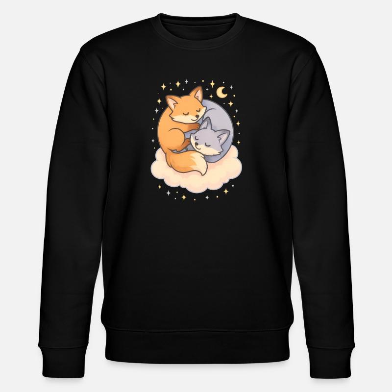 Kuschelnde Füchse Kawaii - Stanley/Stella Unisex Bio-Sweatshirt CHANGER  - Schwarz