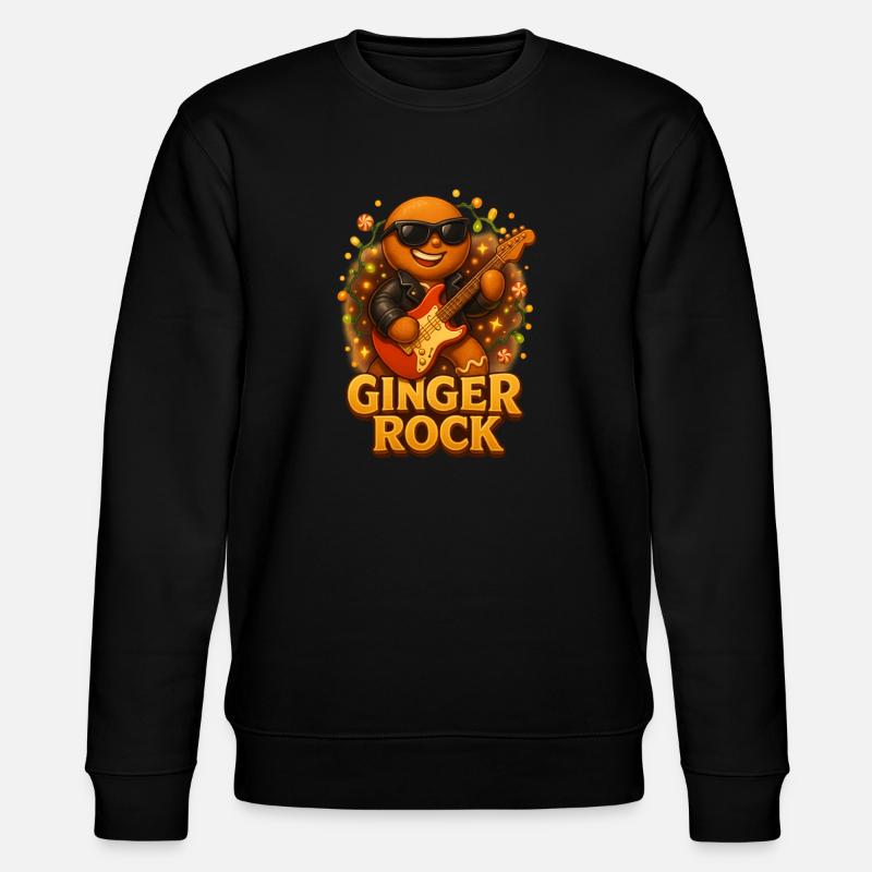 Gingerbread with Guitar Rock n Roll - Stanley/Stella CHANGER Unisex Organic Sweatshirt - black