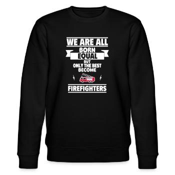Nur die Besten werden Feuerwehrleute - Stanley/Stella Unisex Bio-Sweatshirt CHANGER  - Schwarz - Vorne - Nik (191cm) & Marisol (170cm)