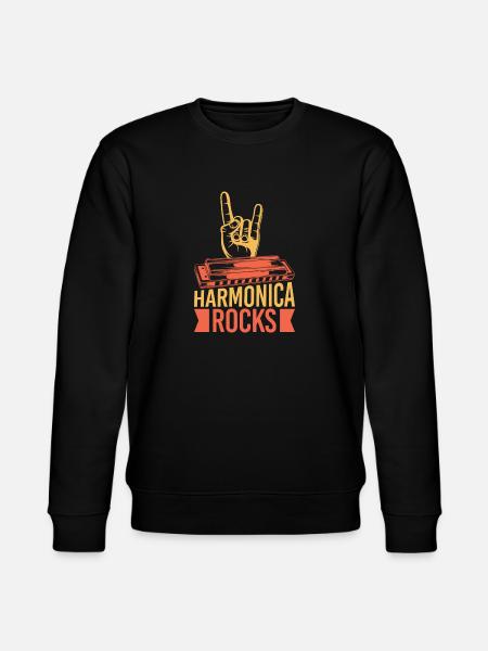 Funny Harmonica Player Rocks Harmonica - Stanley/Stella CHANGER Unisex Organic Sweatshirt - black