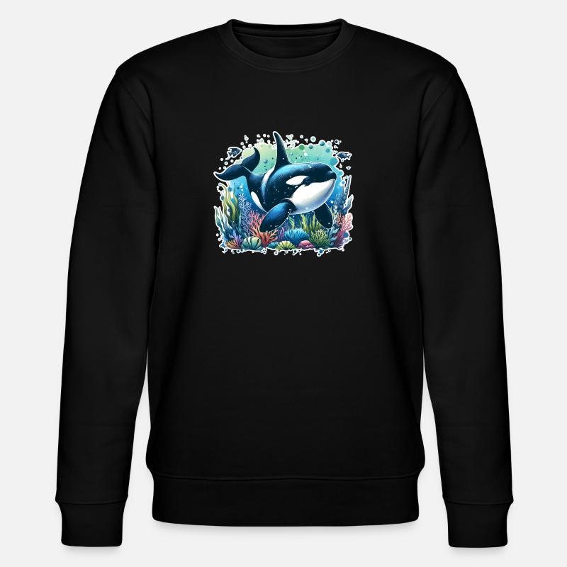Orca Killer Whale - Stanley/Stella CHANGER Unisex Organic Sweatshirt - black