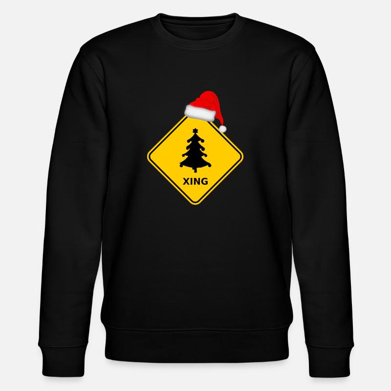 "Christmas tree" with Santa hat - Stanley/Stella CHANGER Unisex Organic Sweatshirt - black