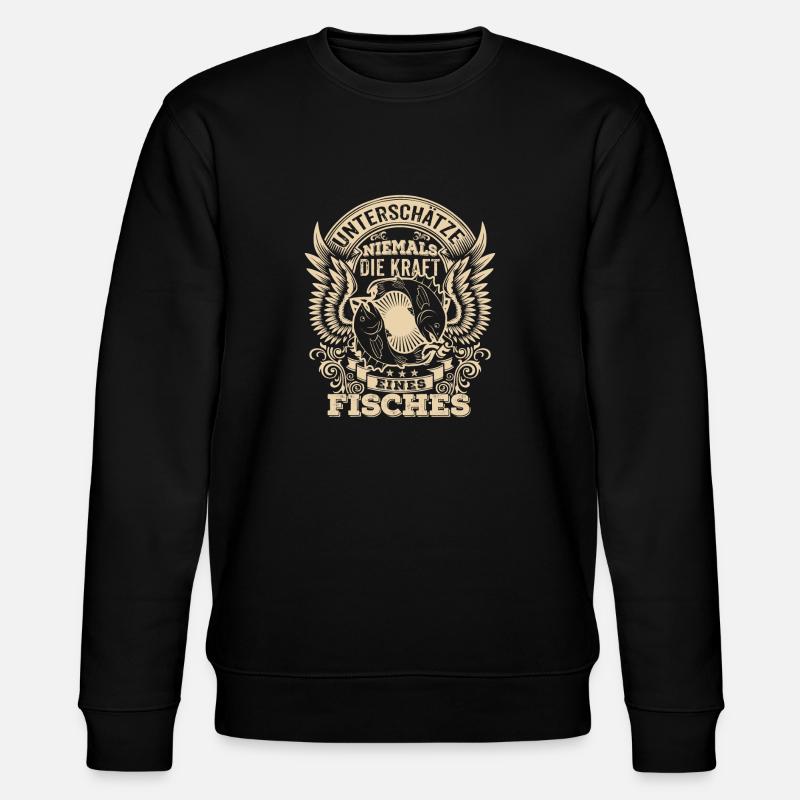 Fisch - Sternzeichen - Unterschätze niemals - Stanley/Stella Unisex Bio-Sweatshirt CHANGER  - Schwarz