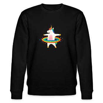 Unicorn Hooping - Hula Hoop - Stanley/Stella Unisex Bio-Sweatshirt CHANGER  - Schwarz - Vorne - Nik (191cm) & Marisol (170cm)