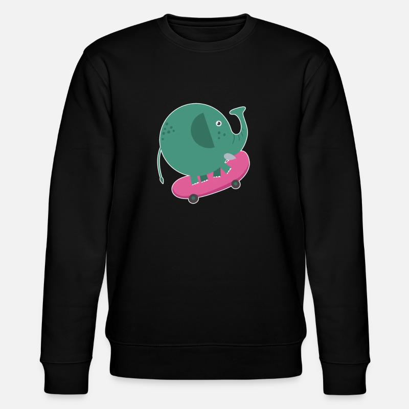 Skater Elefant - Stanley/Stella Unisex Bio-Sweatshirt CHANGER  - Schwarz