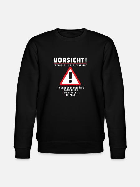 Teenager in Pubertät Shirt Geschenk Achtung! - Stanley/Stella Unisex Bio-Sweatshirt CHANGER  - Schwarz