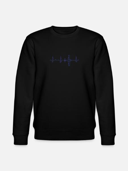Aircraft ECG heartbeat - Stanley/Stella CHANGER Unisex Organic Sweatshirt - black
