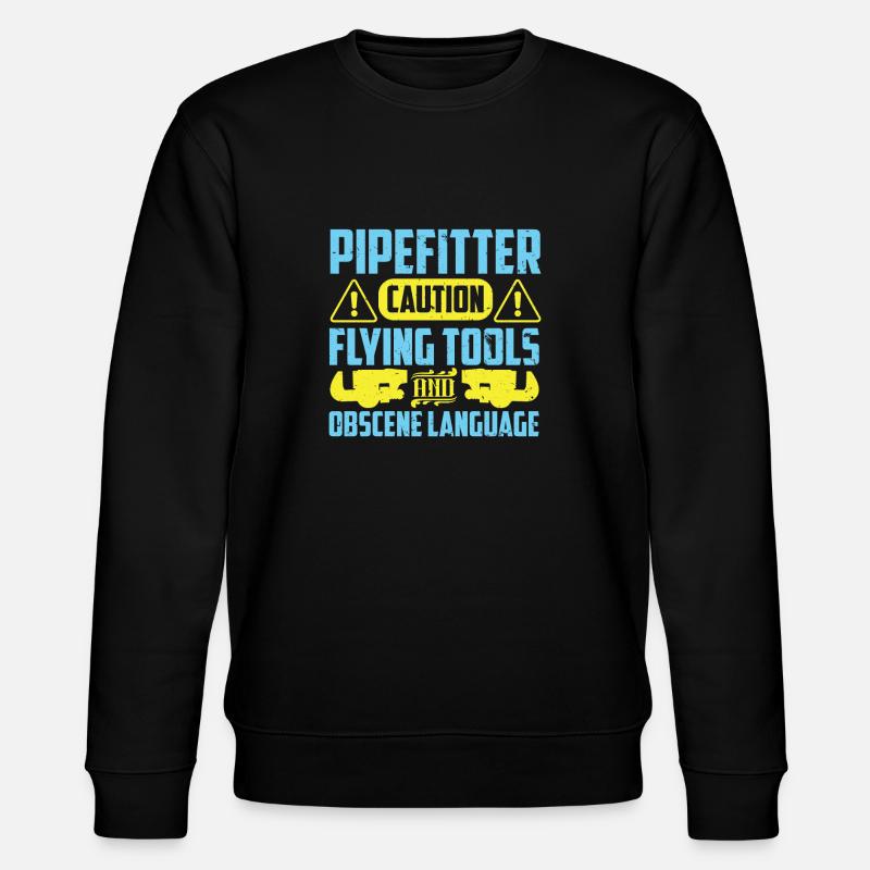 Pipefitter's Caution - Stanley/Stella Unisex Bio-Sweatshirt CHANGER  - Schwarz