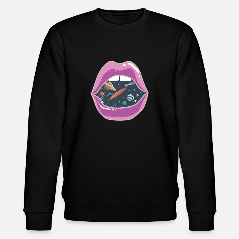 Pink lips / space - Stanley/Stella CHANGER Unisex Organic Sweatshirt - black