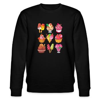 Eis Speiseeis Eiskrem Eiscreme Kugeleis Eisbecher - Stanley/Stella Unisex Bio-Sweatshirt CHANGER  - Schwarz - Vorne - Nik (191cm) & Marisol (170cm)