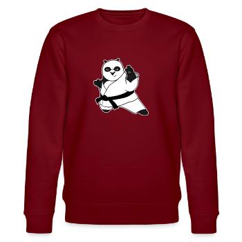 Panda Karate Judo Kämpfen Sport Geschenk - Stanley/Stella Unisex Bio-Sweatshirt CHANGER  - Burgunderrot - Vorne - Nik (191cm) & Marisol (170cm)
